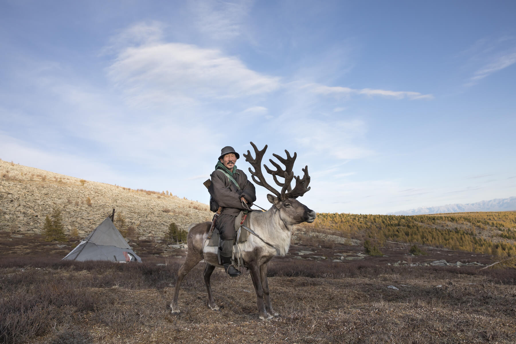 Tsaatan man Mongolia stock 1